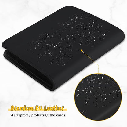 Jumbo Card Binder for PKM – WITHYU PU Leather Ringless Card Collection Binder with 60 Pockets, 5.7'' x 7.9''Card Holders Storage Album for Game Card (Black)
