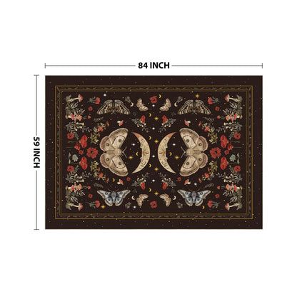 Artoid Mode Black Poppy Moth Mushroom Moon Area Rug, Fall Home Decor Low-Profile Washable Large Rug for Living Room Bedroom Farmhouse Dining Room Kids Playroom 5x7 Feet