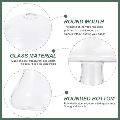 NOLITOY Mushroom Glass Mushroom Shaped Jar Mushroom Shaped Glass Vase Hydroponic Plant Vase Terrarium Vase for Home Office Living Room Mushroom Glass Clear Vases