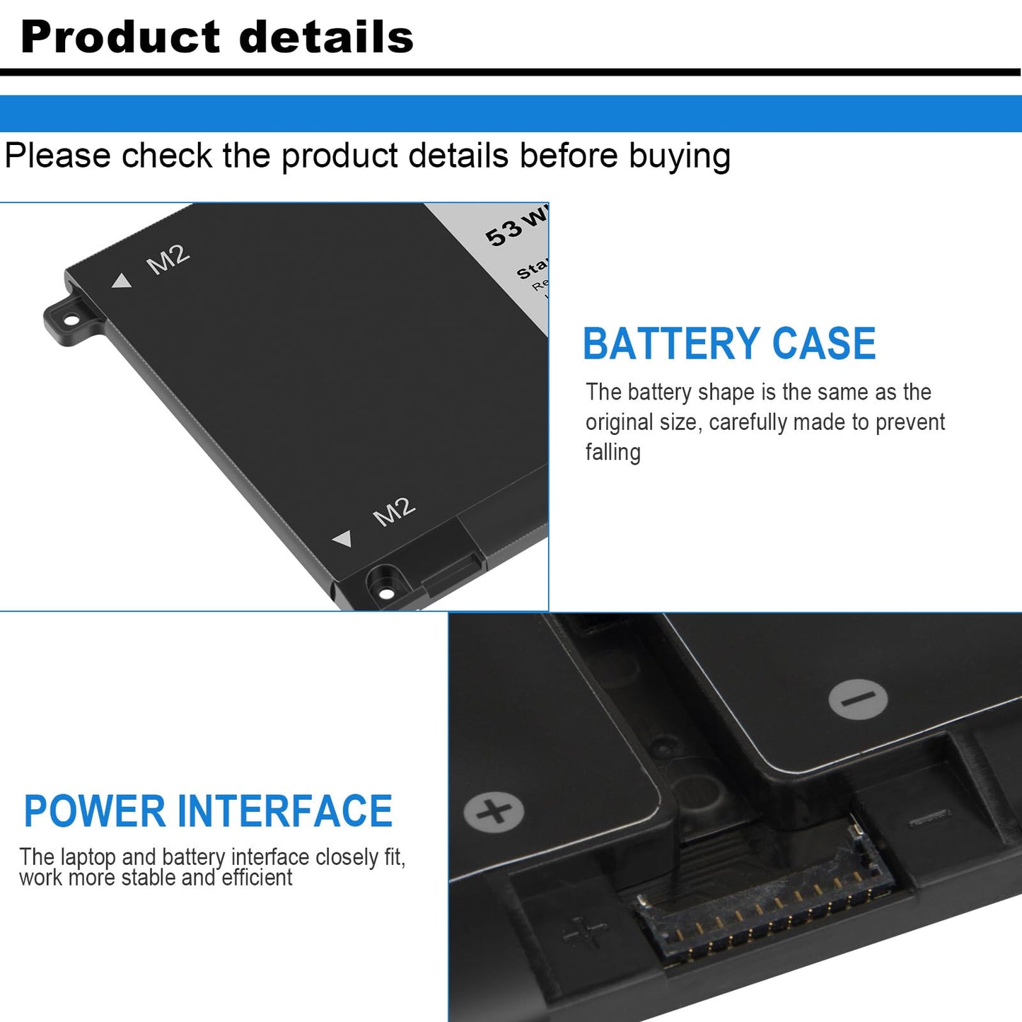 53Wh H5CKD Battery for Dell Vostro 5300 5301 5401 5501 5402 Latitude 3410 3510 Inspiron 5300 5401 5408 5409 5501 5508 5400 5406 5509 7405 7300 7500 2-in-1 Silver Edition 7T8CD TXD03 0H5CKD JK6Y6