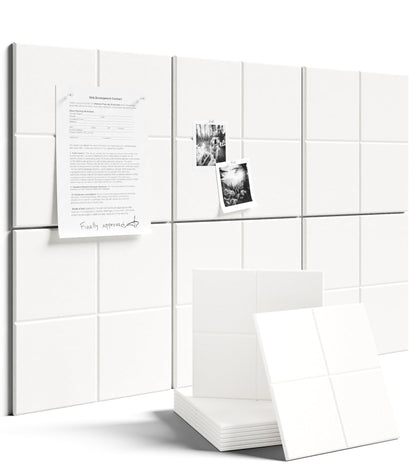 Fluxynara Large Felt Bulletin Board 36" x 24"Cork Board Alternative-6 Pack with 40 Safe Removable Adhesive Tabs, Cork Boards for Walls Cork Board for Home Office Classroom Pin Board-Milky White