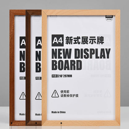 ECKEK Wall Mount Acrylic Sign Holder Self Adhesive Magnetic Display Frame Clear Document Frame for Office, Store, School, Home, Wall Picture Frame (Walnut A3 297×420mm/11.69×16.54inches)