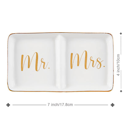 Spegiffu Mr. & Mrs. Ring Dish Engagement Wedding Ring Holder Gift for Future Mrs. / Newlywed - Her Engagement Wedding Gifts for Newly Engaged Couples Bridal Shower Gifts for Bride to be