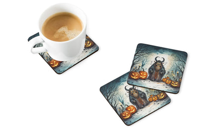Caroline's Treasures Krampus The Christmas Demon Spooky Halloween Foam Coaster Set of 4 Cup Coasters for Indoor and Outdoor, Coaster for Tabletop Protection, Anti Slip, Mouse pad Material