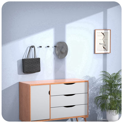 COCOYA 4Pack Metal Wall Hooks, Minimalist Coat Hooks Matte Black Simple Modern Easy Install Wall Mount Heavy Duty Aluminum Mid Century Entryway Bathroom, for Hanging Hat Purses Robe Clothes Backpack