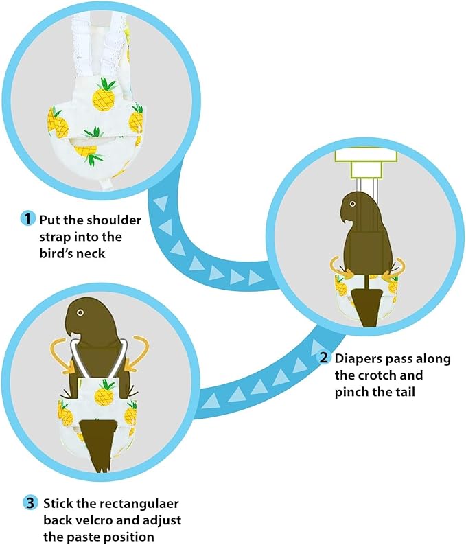 6-Piece Bird Diaper Set for Parrots, Reusable Protective Flight Suits with Waterproof Inner Layer, Washable Urine Wet Suit for Cockatiel, Parakeet, Budgie, and Small Birds(S)