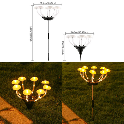 YZYOE 2 Pack 48LED Outdoor Solar Ground Inserted Warm Light Mushroom Lamps,Waterproof Courtyard Atmosphere Decorative Light, Two Installation Methods for Land Insertion.