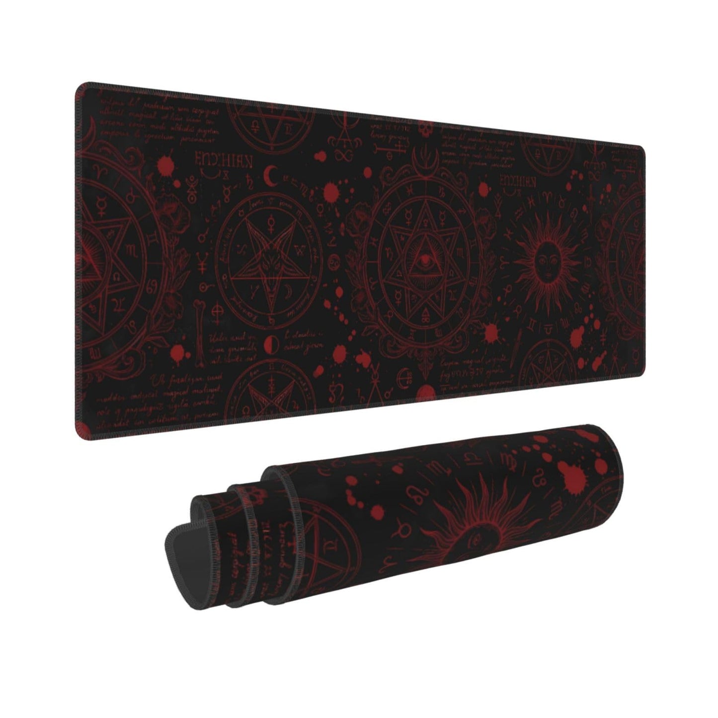 Mysterious Gothic Gaming Mouse Pad Large Extended Desk Mat Non-Slip Rubber Base Keyboard Pad with Stitched Edges for Office Gaming 31.5x11.8 in