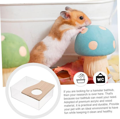DECHOUS Hamster Cage Accessory Dust Bath Chinchilla Acrylic Bathing Tray Pet Toilet