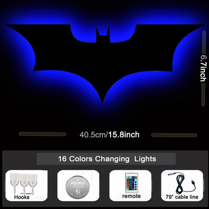Bat Lamp Neon Sign LED Bat Signal Night Light 16 Colors Adjustable Man Cave Party Home Bedroom Christmas Halloween Decoration Lights Birthday Gifts