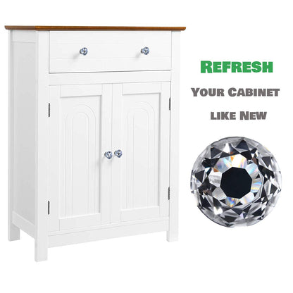 DEELF OUTLET 12 Packs Crystal Cabinet Knobs Drawer Pulls and Knobs Diamond Dresser Handles Crystal Pulls for Drawers - 30 mm Clear Glass Cabinet Knob with Black Base