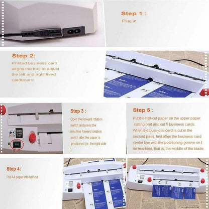 Electric Business Card Cutter Machine 110V - Automatic 3.5"x2" Cardboard Cutter, High-Speed Paper Trimmer with Auto Feed & Waste Removal