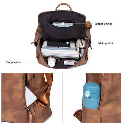 CLUCI Leather Backpack Purse for Women Convertible Large Travel Ladies Designer Fashion Casual Shoulder Bag