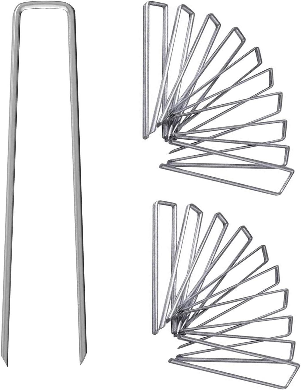 UPMCT 12 Inch Galvanized Garden Landscape Staples Stakes, 25 50 100 PCS Anti-Rust Garden Staples Tent Ground Stakes U-Shaped Landscape Pins for Secure Lawn Fabric, Decoration (25, 12 Inch)