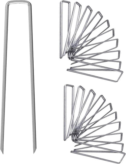 UPMCT 12 Inch Galvanized Garden Landscape Staples Stakes, 25 50 100 PCS Anti-Rust Garden Staples Tent Ground Stakes U-Shaped Landscape Pins for Secure Lawn Fabric, Decoration (25, 12 Inch)