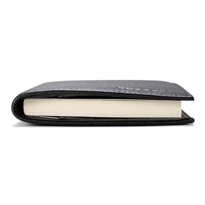 HISCOW Duplicate Checkbook Cover for Men & Women - Full Grain Leather (Pebbled Black)