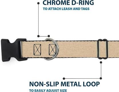 Dog Collar Plastic Clip Natural Hemp 18 to 32 Inches 1.5 Inch Wide