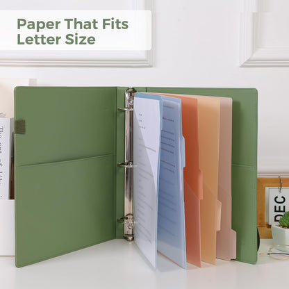 SKYDUE 3 Ring Binder with Clipboard, 2 Inch Binder, PU Clipboard Binder with Notepad & 5 Dividers with 5 Pockets, Labels, Clipboard Folder Great for School Office(Fit Letter Sized Paper)