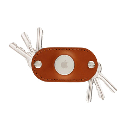 Leather Key Organizer Compatible with Apple AirTag | Handmade Full Grain Leather Keychain Compatible With Tracking Device (Honey)