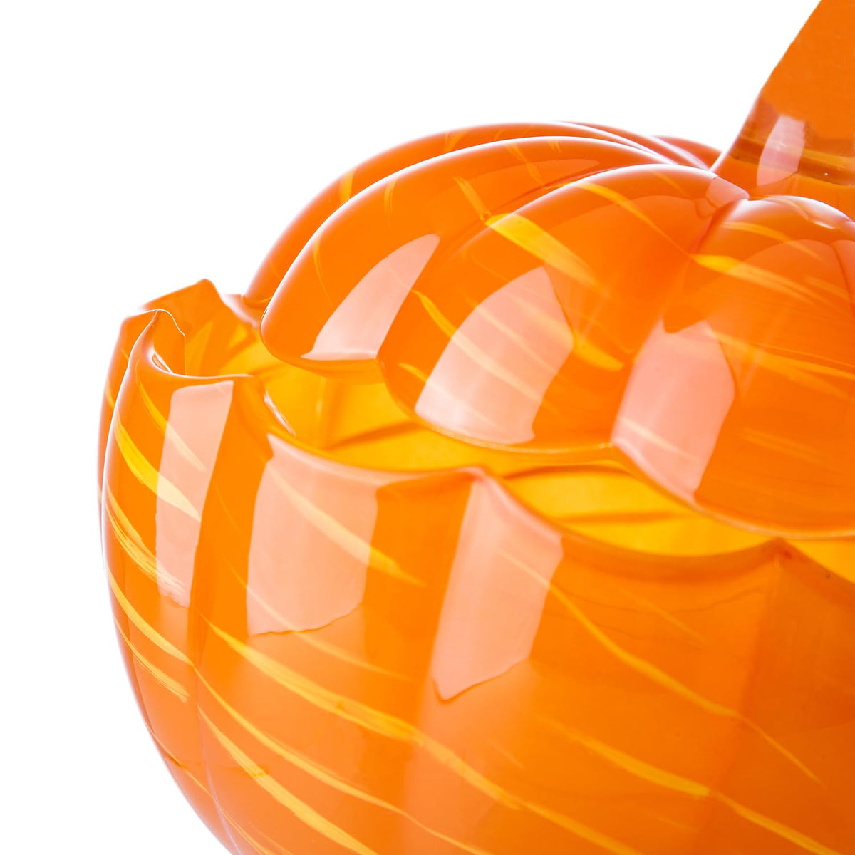 Crystal Pumpkin Jar with Cover, Glass Decorative Wedding Candy Bowl Snack Candy Dish Storage with Lid Organizer Canisters Home Decor Fall Thanksgiving Halloween Party Centerpieces (L, Orange)