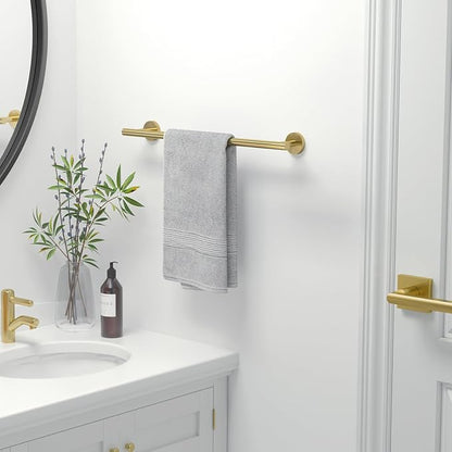 USHOWER Light Gold Towel Bar, 14-Inch Towel Racks for Bathroom Wall-Mounted, SUS304 Stainless Steel Towel Rod (Total Length 16-Inch)