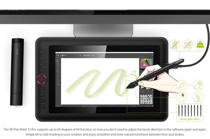XPPen Artist12 Pro 11.6" Drawing Tablet with Screen Pen Display Full-Laminated Graphics Tablet with Tilt Function Battery-Free Stylus and 8 Shortcut Keys(8192 Levels Pen Pressure and 72% NTSC)