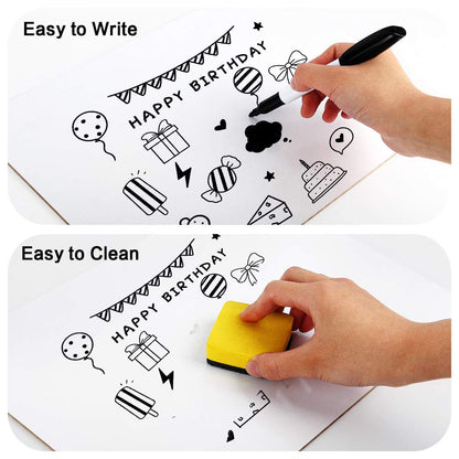 Dry Erase Lapboards, HERKKA 8 Pack Double Sided Dry Erase Lap Boards 9 x 12.5 Inch, 8 Markers, 8 Erasers, Small Dry Erase Boards for Classroom Supplies