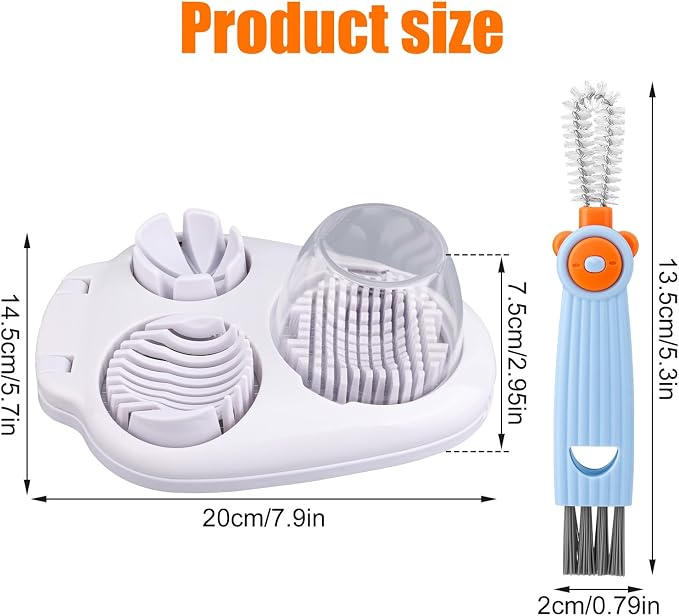 3-in-1 Egg Slicer with Cleaning Brush, 3 Slice Modes Egg Cutter Stainless Steel Dicer Multipurpose Kitchen Chopper Utensil for Hard Boiled Eggs Strawberry Tomato Butter Mushroom