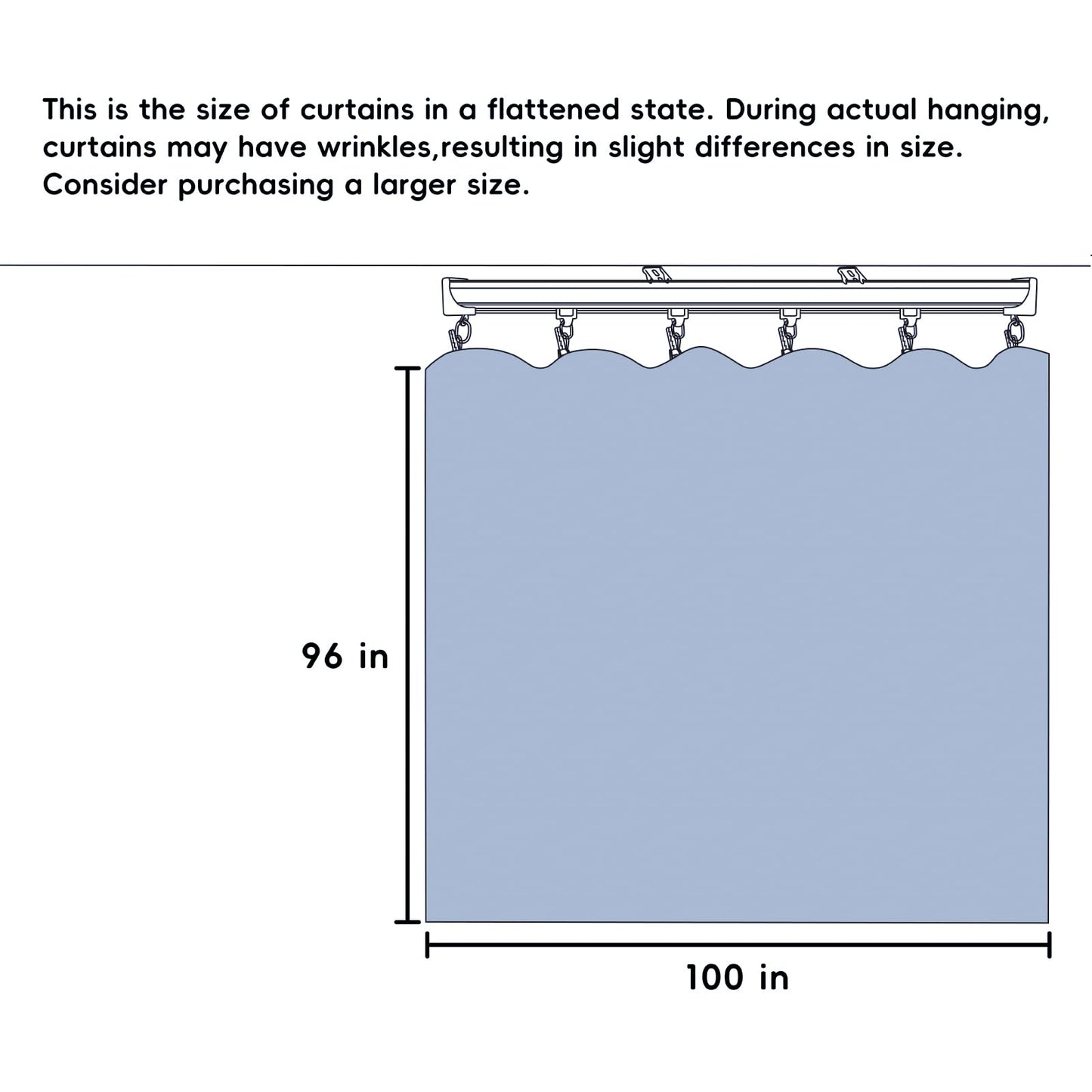 cbsroro Room Divider Ceiling Mounted Curtains Track Sets Extra Wide Blackout Curtain Flexible Tracks for Bedroom Privacy Partition Separator, 1 Panel Black Drape and White Rail, W8.3 x H8ft