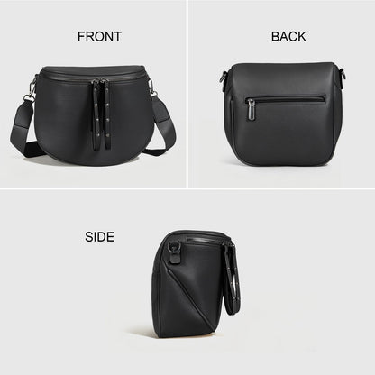 MOETYANG Crossbody Bags for Women Large Vegan Leather Bum Bag with Coin Purse (Black)