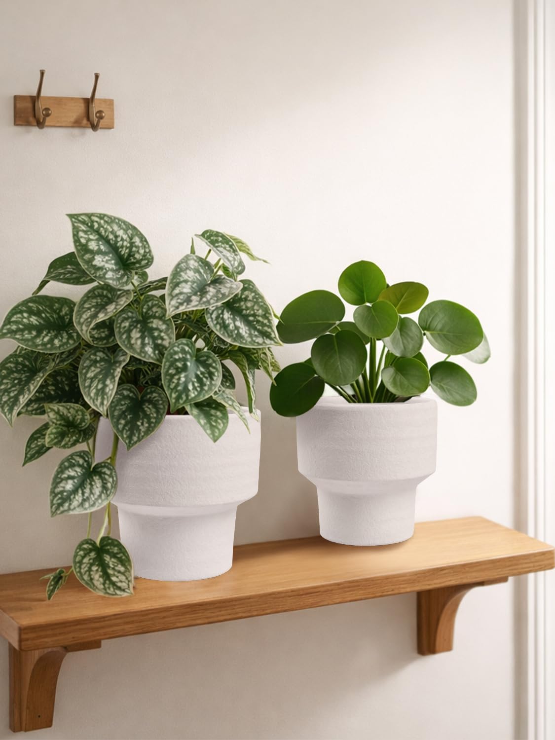 INGOFIN Ceramic Planter Pot Set of 3, 4/5/6 Inch Indoor Decorative Cachepot for Pothos & Succulents, No Drainage Hole, Modern Tabletop Desk Display Plant Pot for Home Decor, Sandblasted White
