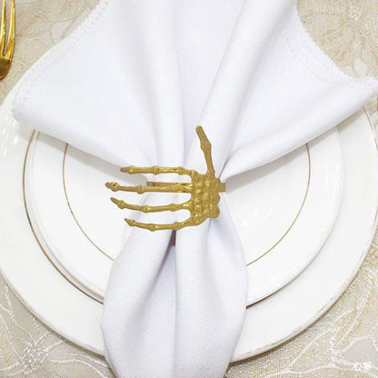 Skull Napkin Rings Set of 12, Gold Skeleton Claw Napkin Ring Metal Holder for Decorative Halloween Cloth Napkins, Home Birthday Daily Party Table Favors Supplies Bar Dinning Cloth Decor