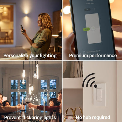 Leviton Decora Smart Dimmer Switch, Wi-Fi 2nd Gen, Neutral Wire Required, Works with Matter, My Leviton, Alexa, Google Assistant, Apple Home/Siri & Wired or Wire-Free 3-Way, D26HD-2RW, White