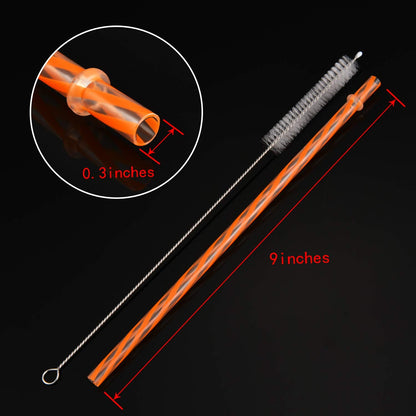 JOVITEC 60 Pieces Halloween Straws 9" Plastic Reusable Straw Drinking Straws for Tumblers with Straw Cleaning Brush for Halloween Cocktail Christmas Party Family Supply