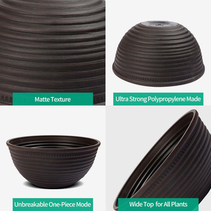 RICH ATLAS 2 Pack 10 Inch Plant Pots,Durable Decorative Flower Pots Planters with Drainage Hole for Indoor and Outdoor Plants,Flowers,Succulents, Brown