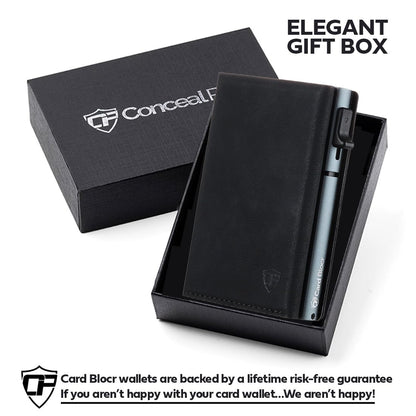 Conceal Plus Card Blocr Pop Up Wallet for Men - Slim Metal RFID Blocking Card Holder (4-6 Cards Ejector) - Minimalist Smart Front Pocket Wallet with Internal Cash + ID Storage