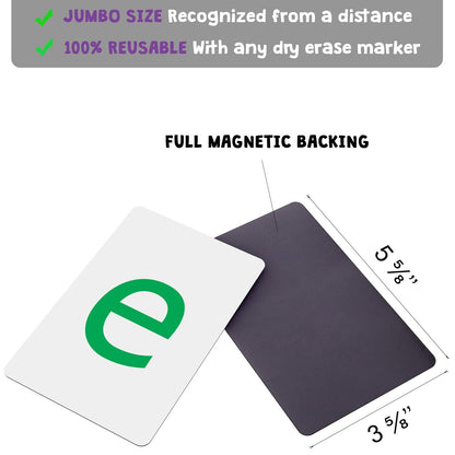 Attractivia Magnetic Big Alphabet ABC Flash Cards - 36 Sturdy Lowercase Large Letters(3 Sets of Vowels) - for Classroom Teachers, Homeschool, ESL, Kids and Adults