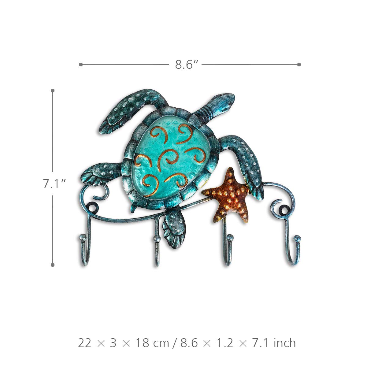 Tooarts Wall Mounted Key Holder Turtle Wall Hooks Iron Key Hook Rustic Wall Decorative Hook Living Room Bathroom Ornament