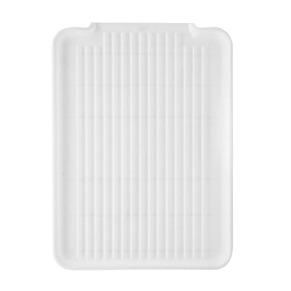 Oggi Dish Drain Board and Drying Rack Tray for Kitchen Counter, Plastic Drainboard with Raised Ridges, 12.75 x 17.25 inches - White