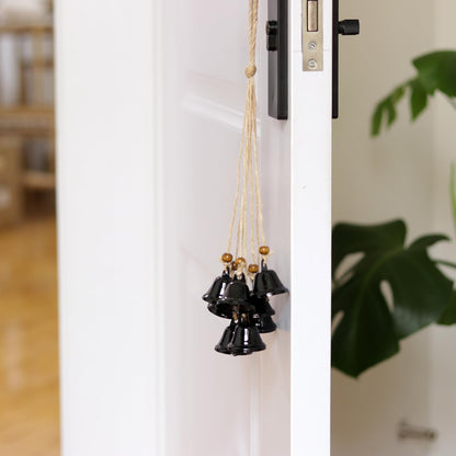 Hanging Witch Bells for Door,2 Pc Halloween Door Bells Hanger Christmas Bells for Witchy Home Decor 8 Black Bells Witchcraft Supplies