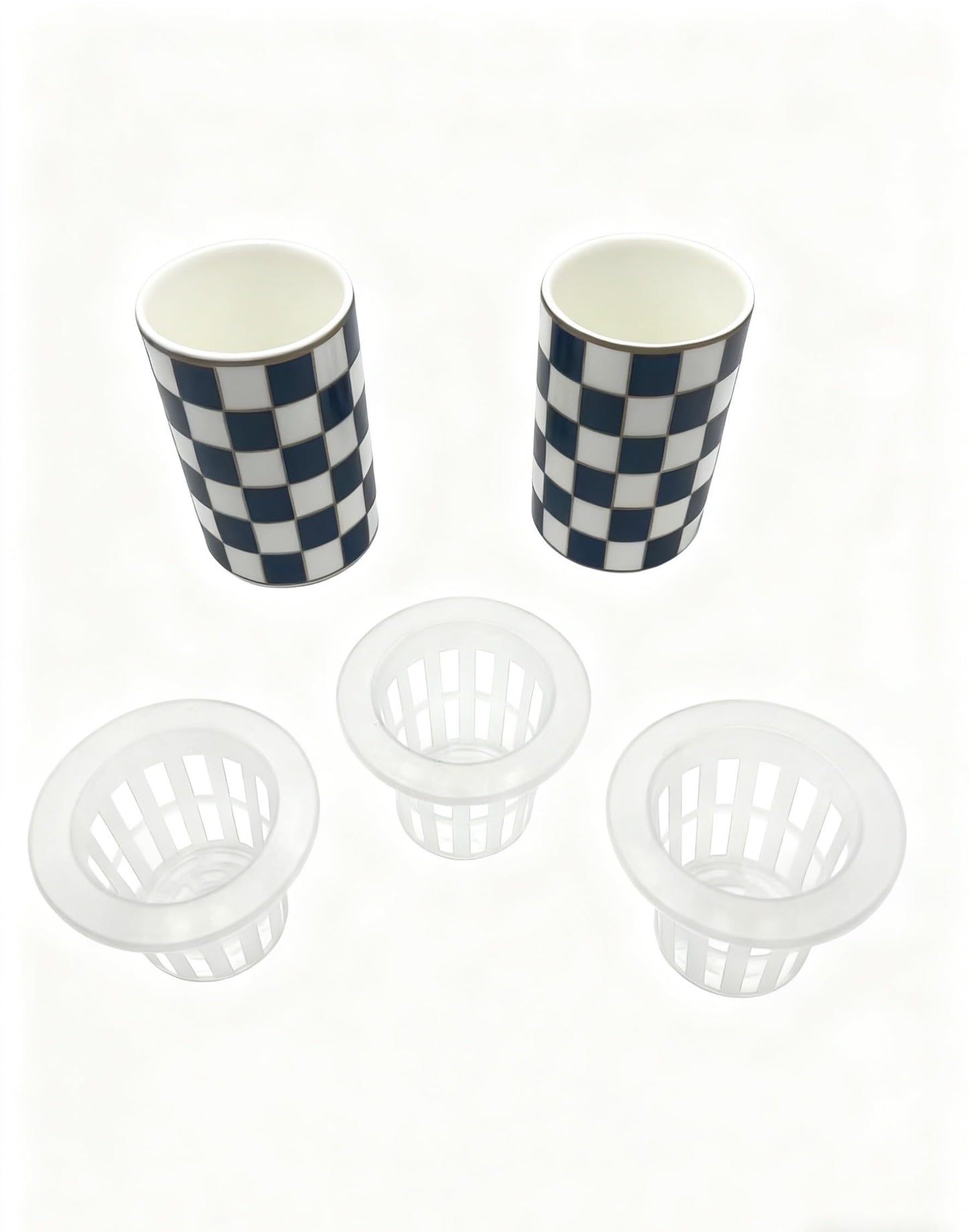 Porlien Ceramic Checker Plant Pots Indoor with Drainage, Set of 2