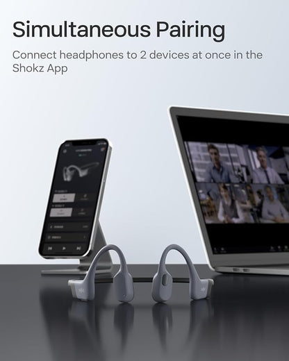 SHOKZ OpenSwim Pro - Open-Ear Bluetooth & MP3 Bone Conduction Sport Headphones, Swimming Headphones, IP68 Waterproof, Grey