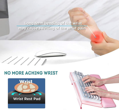 Computer Keyboard Wrist Rest Stand Set for Desktop, Keyboard Holder Easy Typing with Wrist Pad for Office, Home, School - Pink