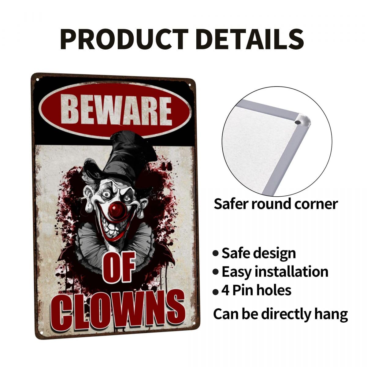 Halloween Signs Clown Decorations Creepy Stuff Scary Decor For Circus Yard Warning Metal Sign Beware Of Clowns 12x8 Inches