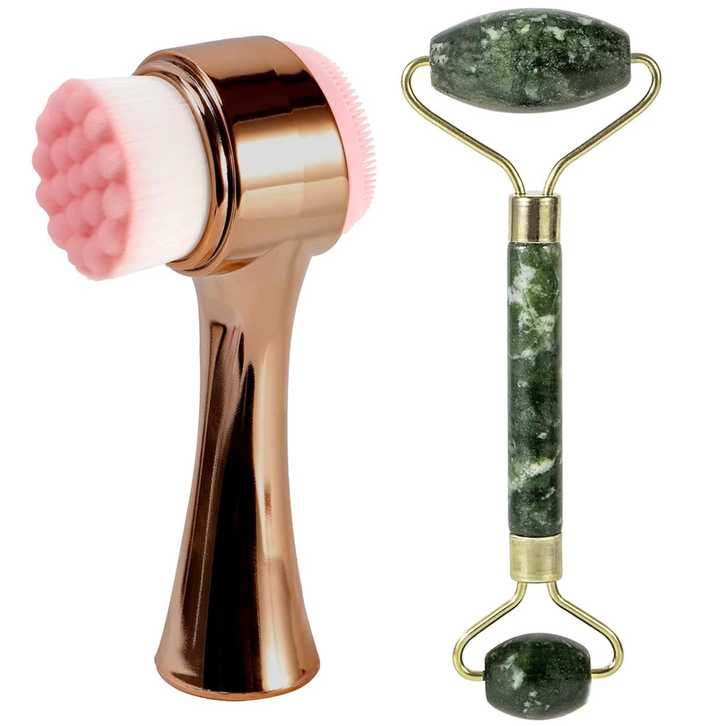 Face Brush 2 in 1, Facial Cleansing Exfoliating Scrubber Brush, Silicone Double Side Manual Face Wash Scrub Brush with Soft Bamboo Charcoal Fiber for Deep Pore Cleansing, Massaging, Skin Care