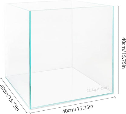 Ultra Clear Glass Fish Tank 16 Gallon, 6mm Thickened Rimless Aquarium Tank Low Iron, Cube Aquarium 15.7in x 15.7in x15.7in