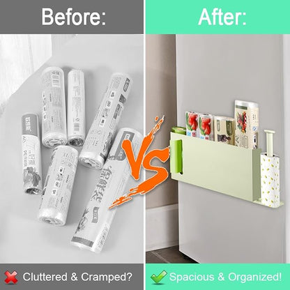 Picowe Large Wall Mount Kitchen Wrap Organizer Rack, Metal Aluminum Foil Organizer, Cabinet Storage Holder for Kitchen, Aluminum Foil, Cling Film, Paper Towel (White)