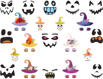 Mozamy Creative Halloween Wall Decals Witches Face Decals Scary Faces Decals Halloween Decor Halloween Home Decorations