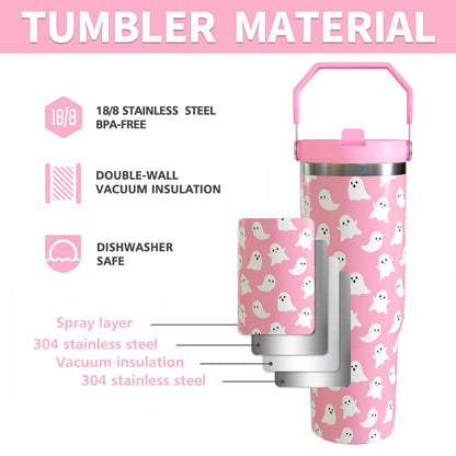 Aokoyi Halloween Ghosts 30oz Tumbler Gifts for Women Girls, Cute Spooky Stainless Steel Insulated Cup, Top Handle and Flip Straw Water Bottle Mug, Holiday Gifts