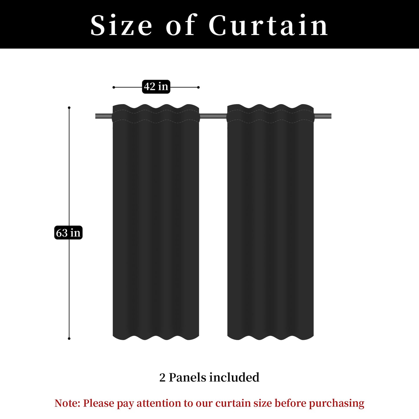 Loom and Mill Luxury Black Damask Curtains for Bedroom, Textured Lined Jacquard Curtains 2 Panels with Tiebacks, Window Curtain for Living Room Banquet Halloween Decor, Rod Pocket(42”x 63”, 2 Panels)